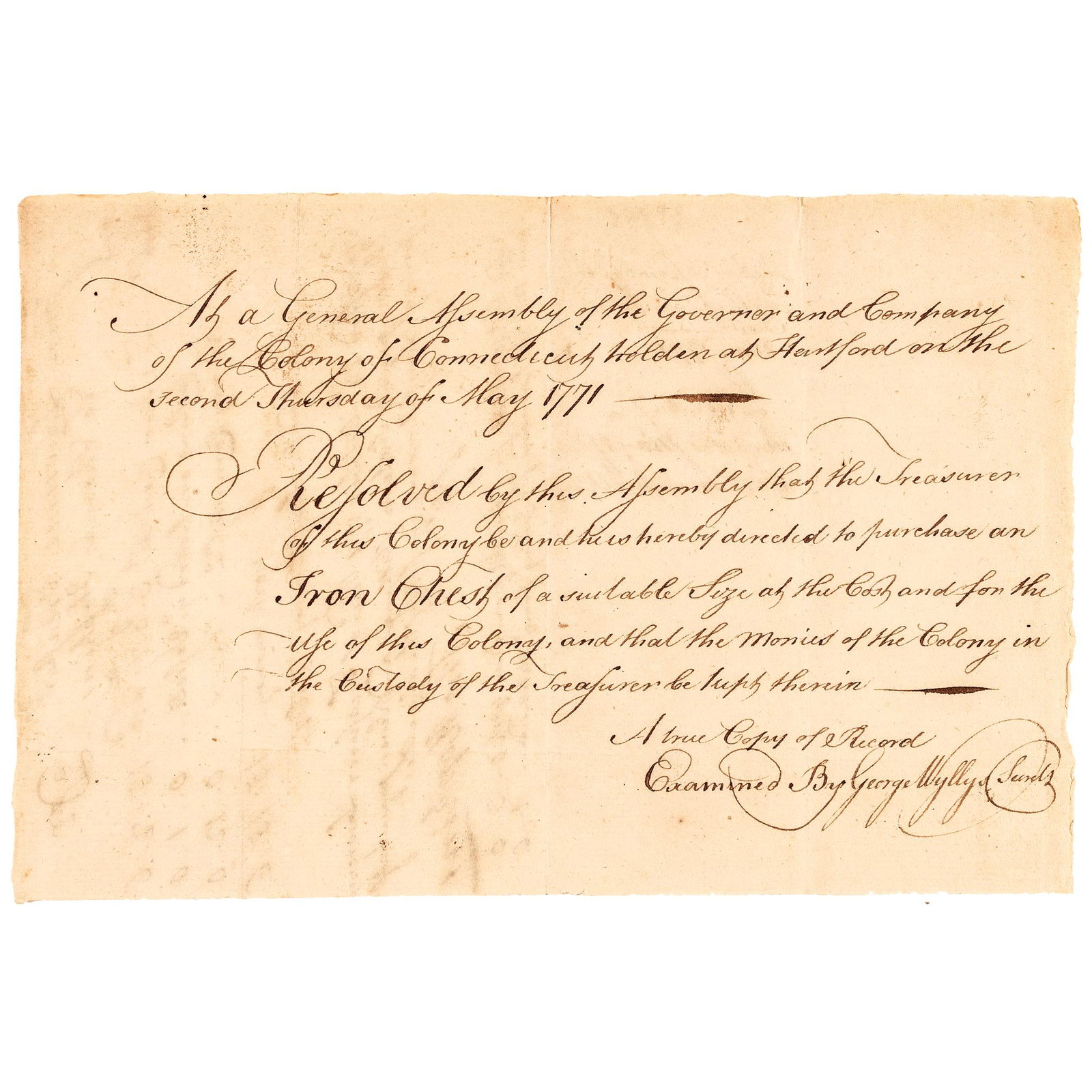 1771 RARE PAYMENT RECEIPT FOR AN