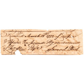 1772 AUTOGRAPH RECEIPT SIGNED,