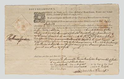 1772 Charleston document, partially