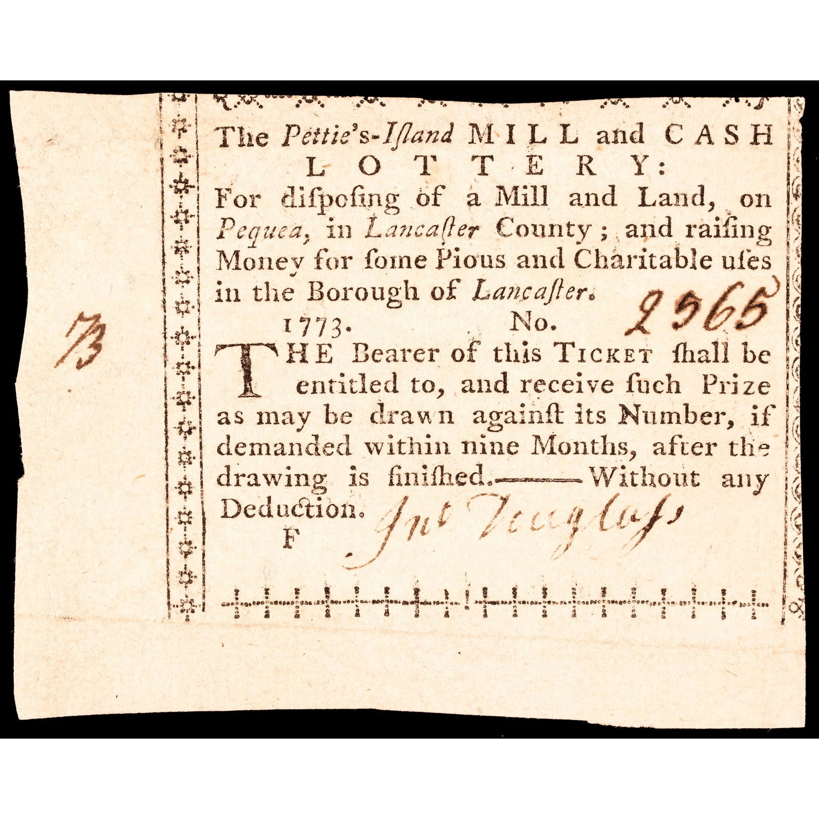 1773-DATED COLONIAL PENNSLYVANIA,
