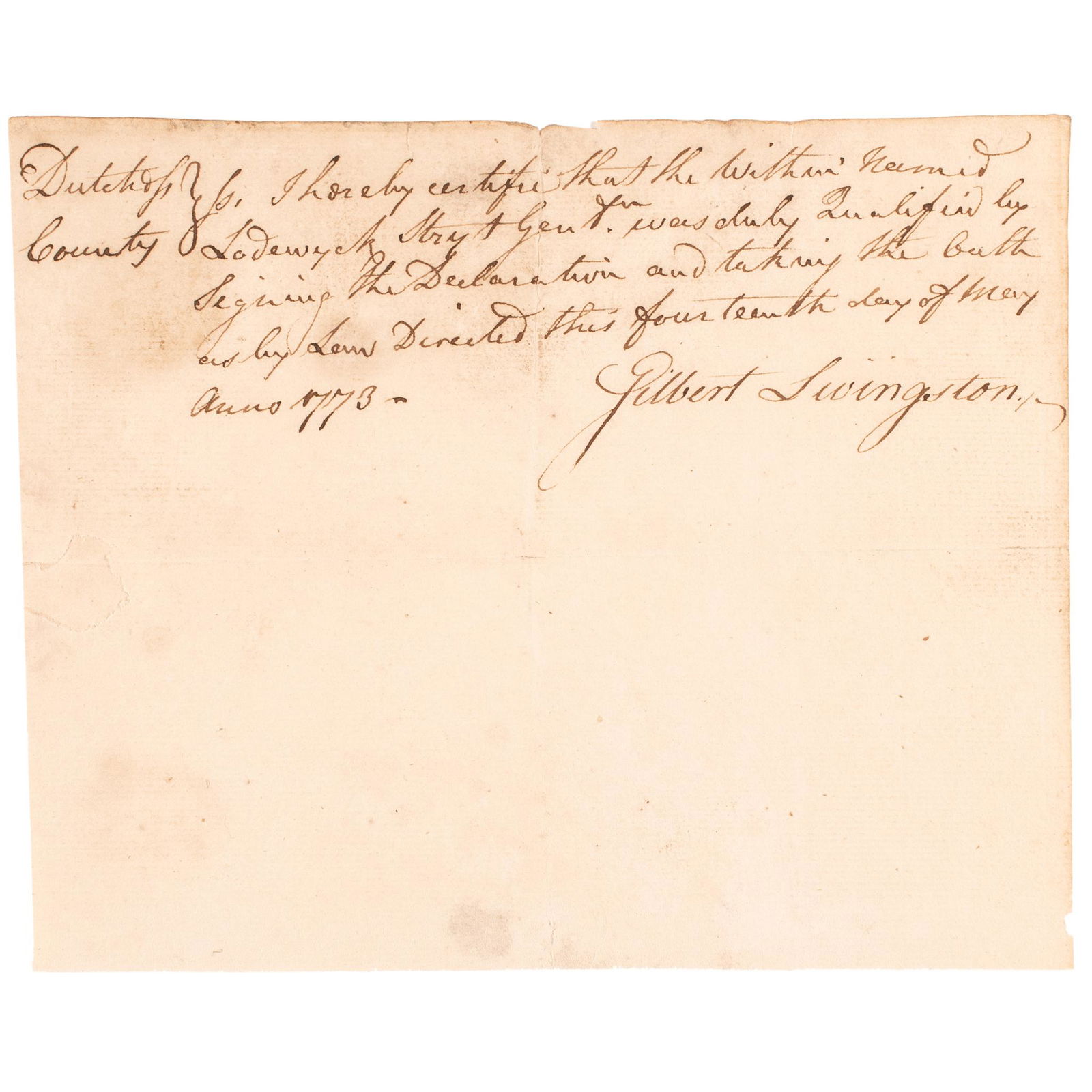 1773-DATED GILBERT LIVINGSTON