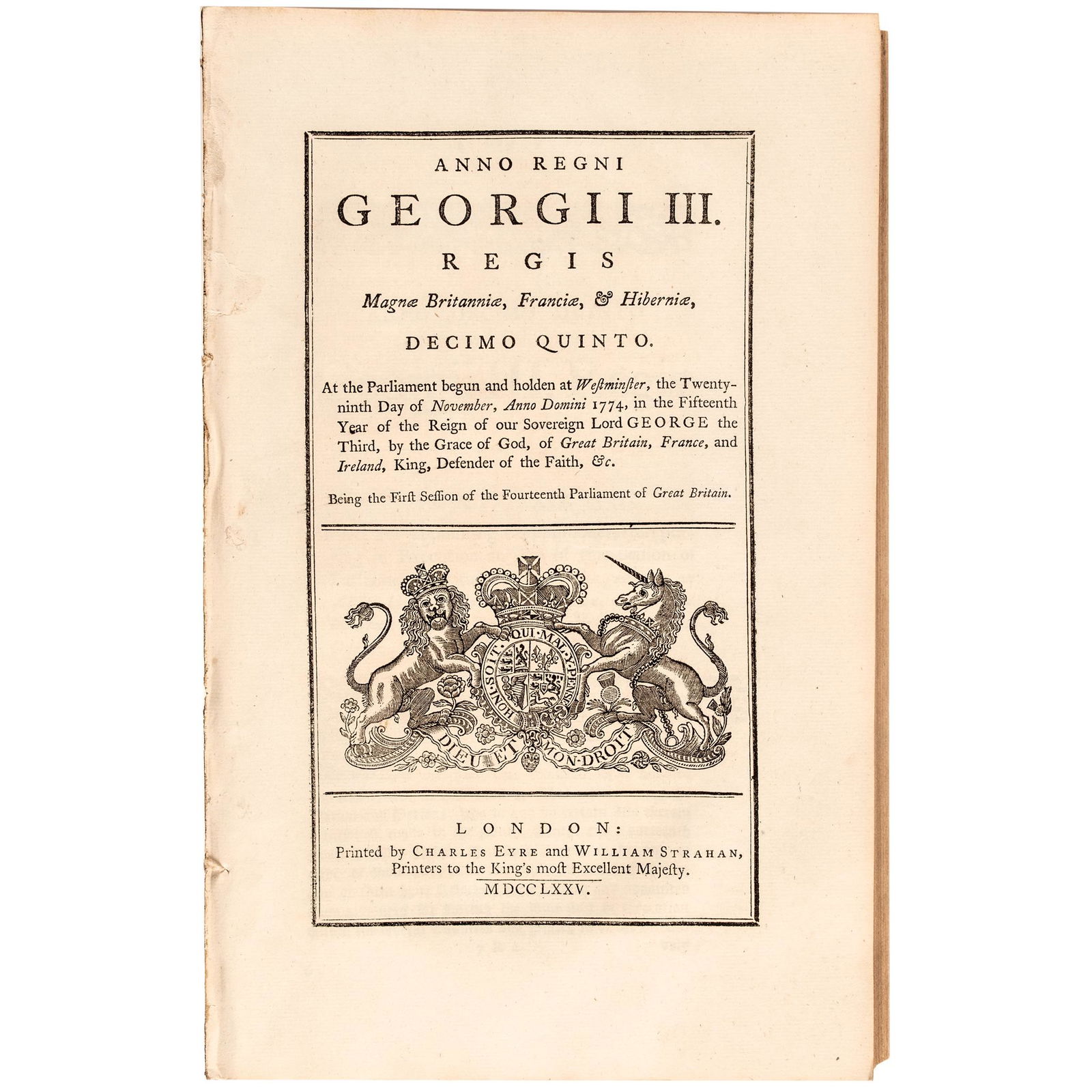 1774-75 DATED REVOLUTIONARY WAR