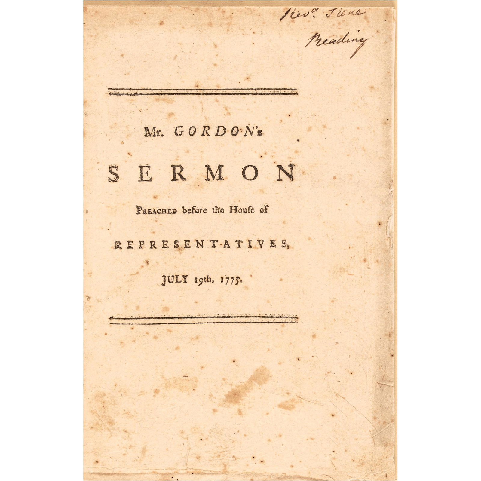 1775 IMPORTANT FIRST EDITION SERMON