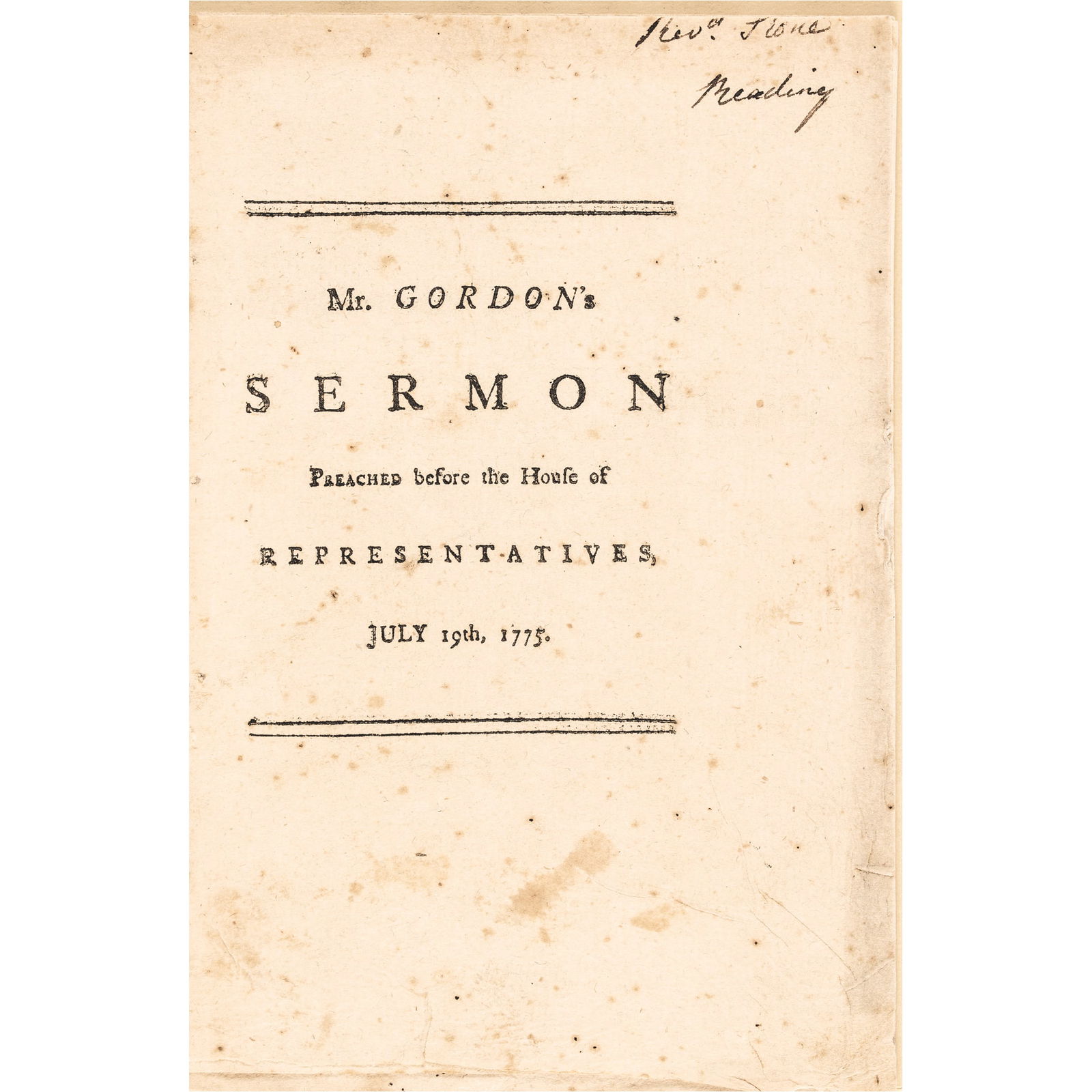 1775 IMPORTANT FIRST EDITION SERMON