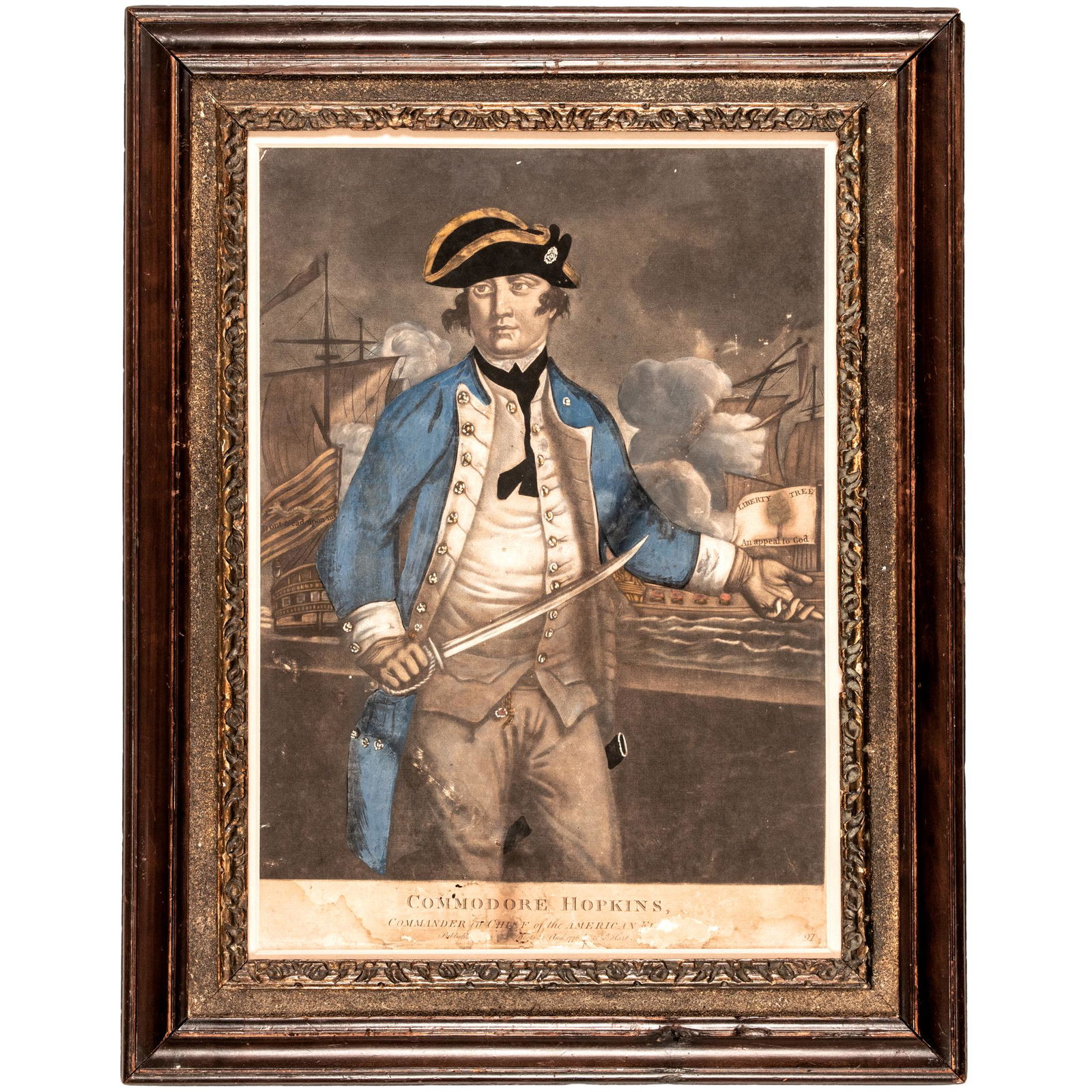 1776 COMMODORE HOPKINS HAND-COLORED
