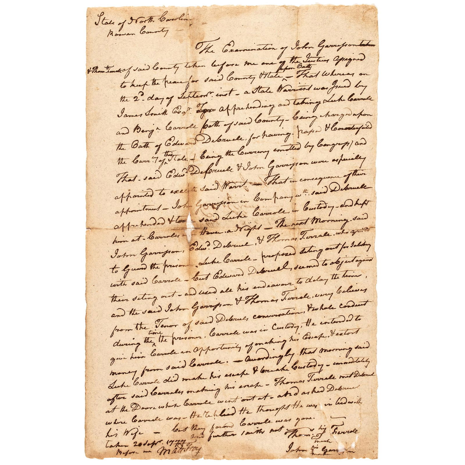 1777 NORTH CAROLINA DOCUMENTED