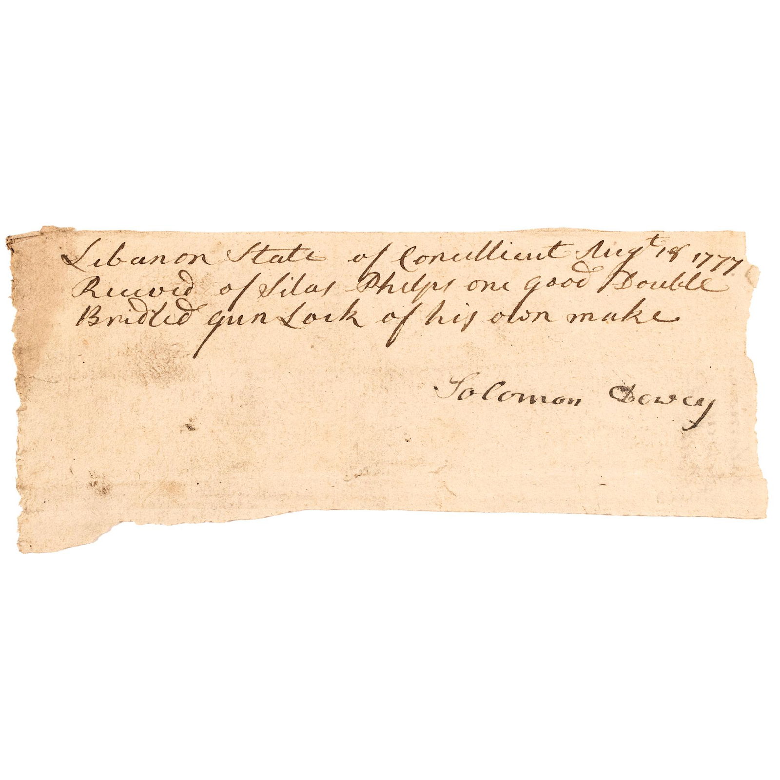 1777 SILAS PHELPS RECEIPT FOR HIS