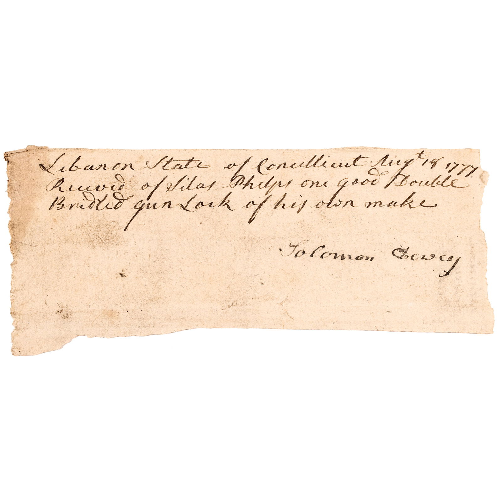 1777 SILAS PHELPS RECEIPT FOR HIS