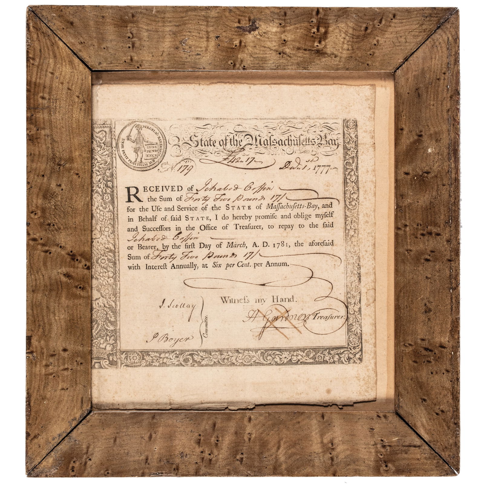 1777 STATE OF THE MASSACHUSETTS BAY