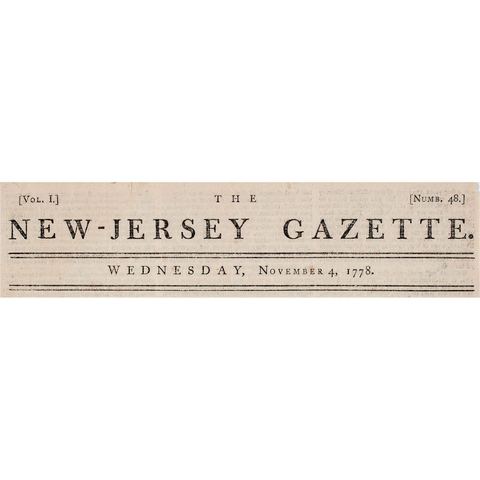 1778 NEW JERSEY REVOLUTIONARY WAR