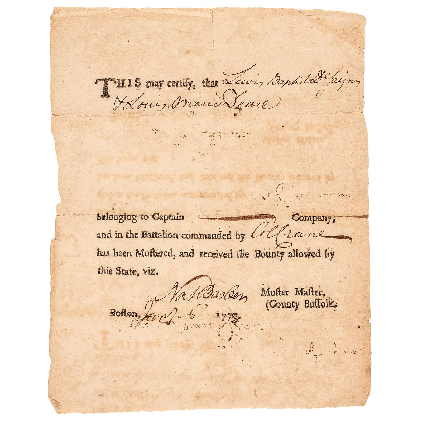 1778 REVOLUTIONARY WAR NATHANIEL
