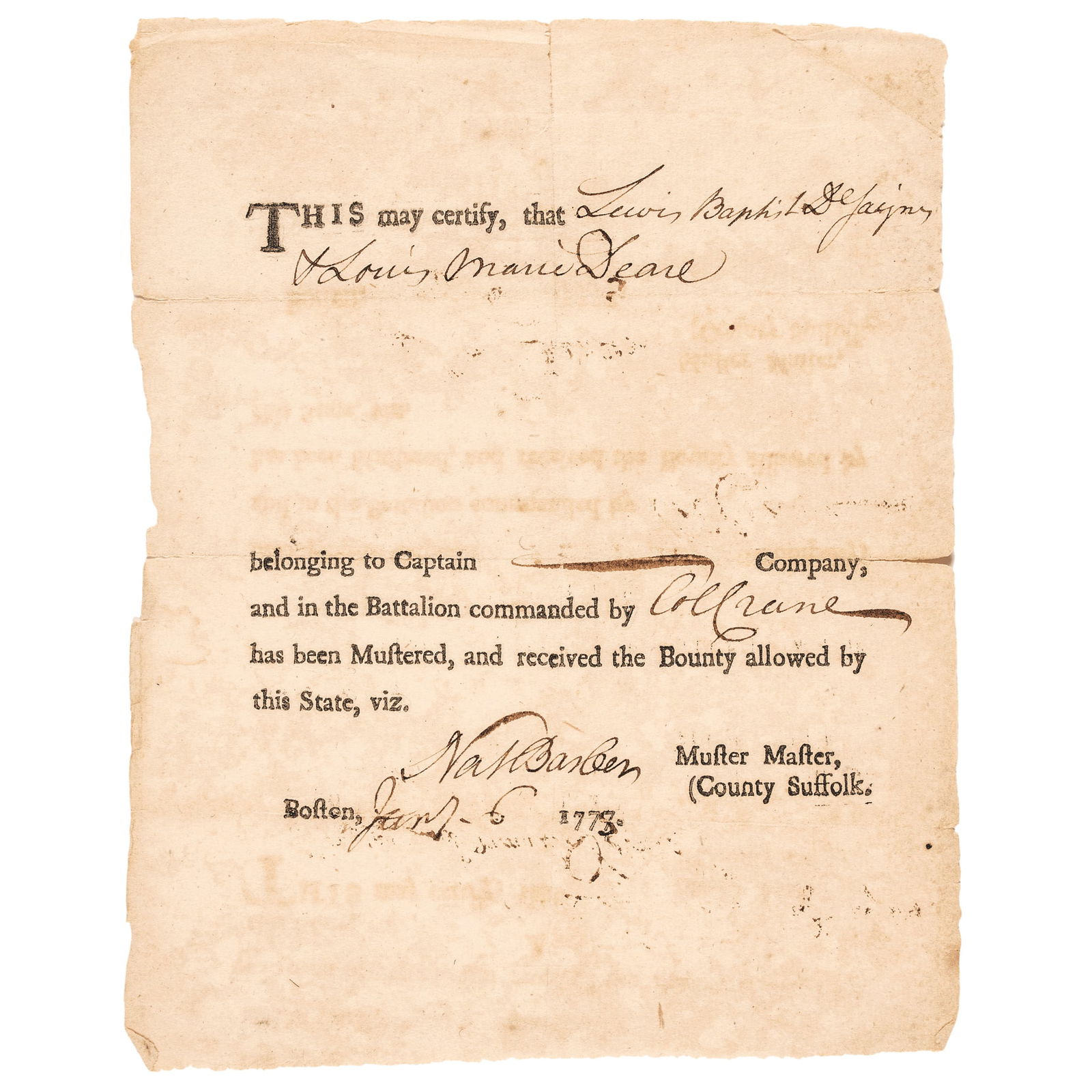 1778 REVOLUTIONARY WAR NATHANIEL