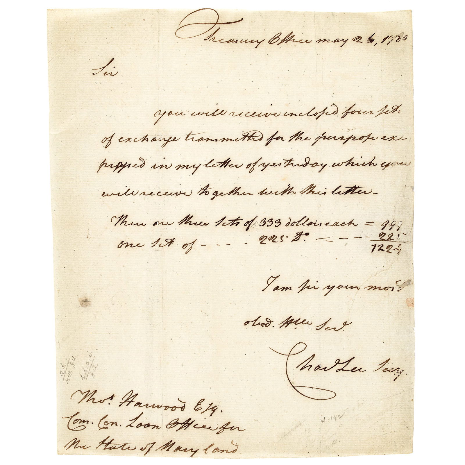 1780 CHARLES LEE ALS TO THOMAS