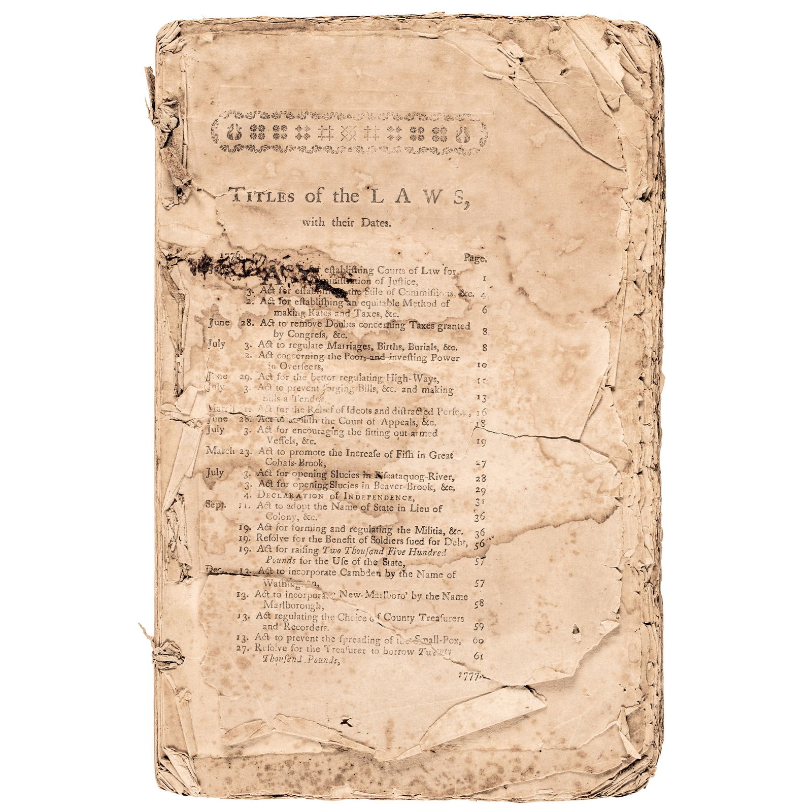 1780 REVOLUTIONARY WAR BOOKLET,