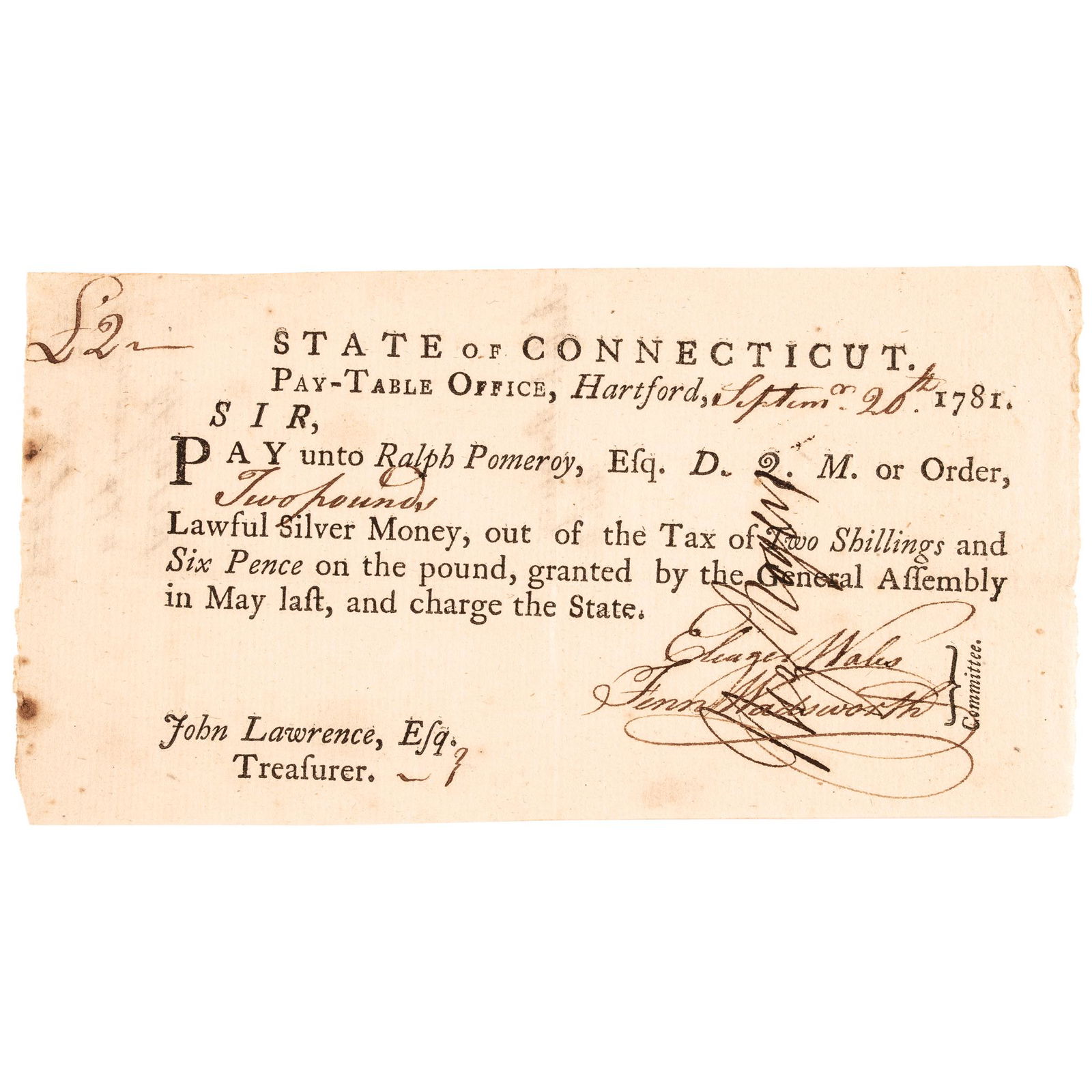 1781-DATED REVOLUTIONARY WAR
