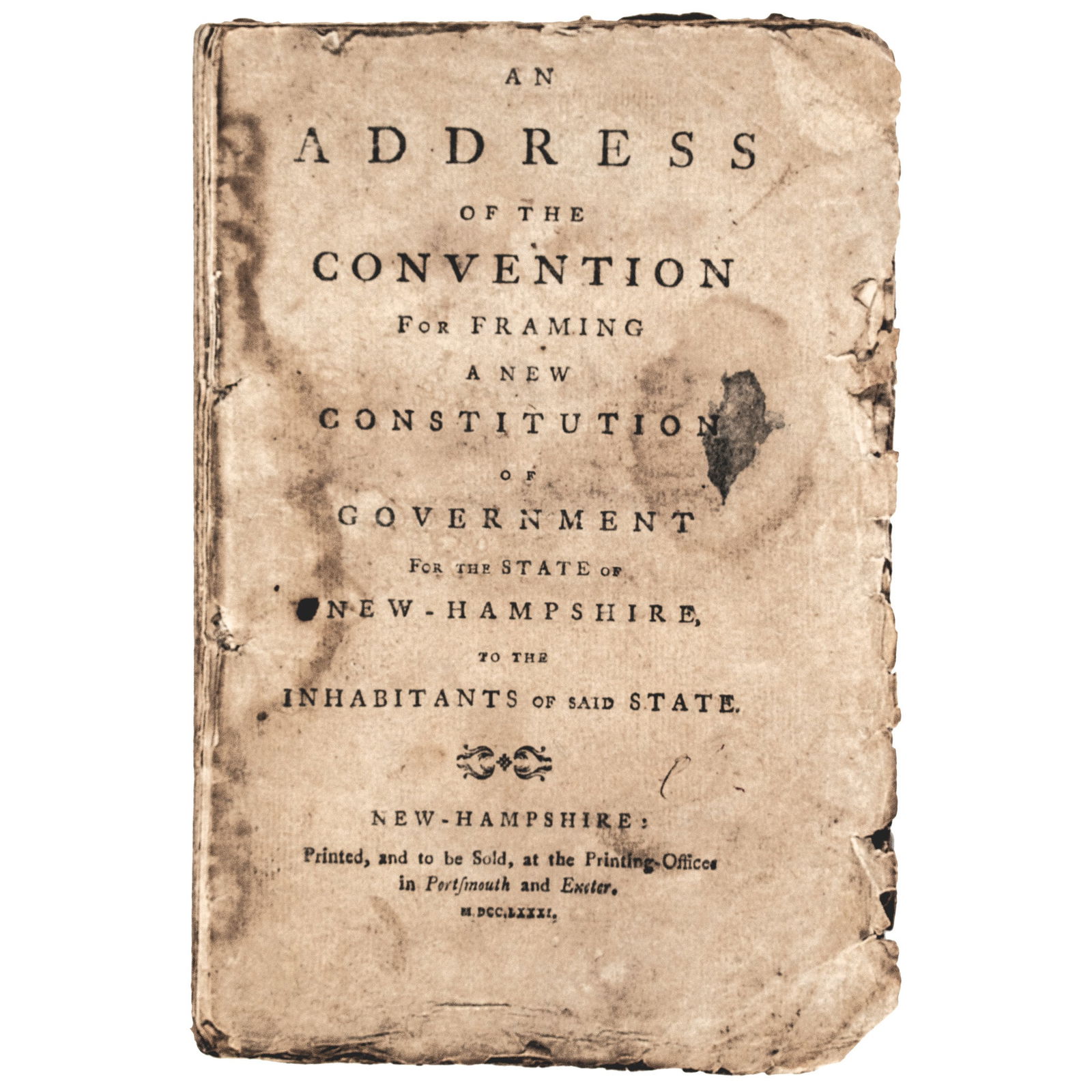 1781 IMPRINT, THE CONVENTION FOR