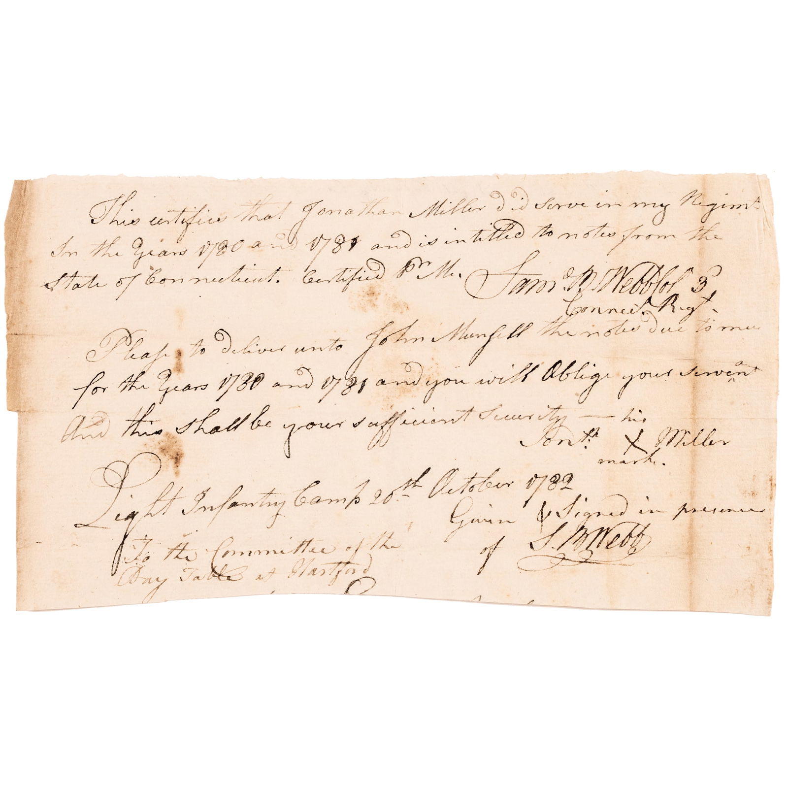 1782 SAMUEL B. WEBB TWICE SIGNED