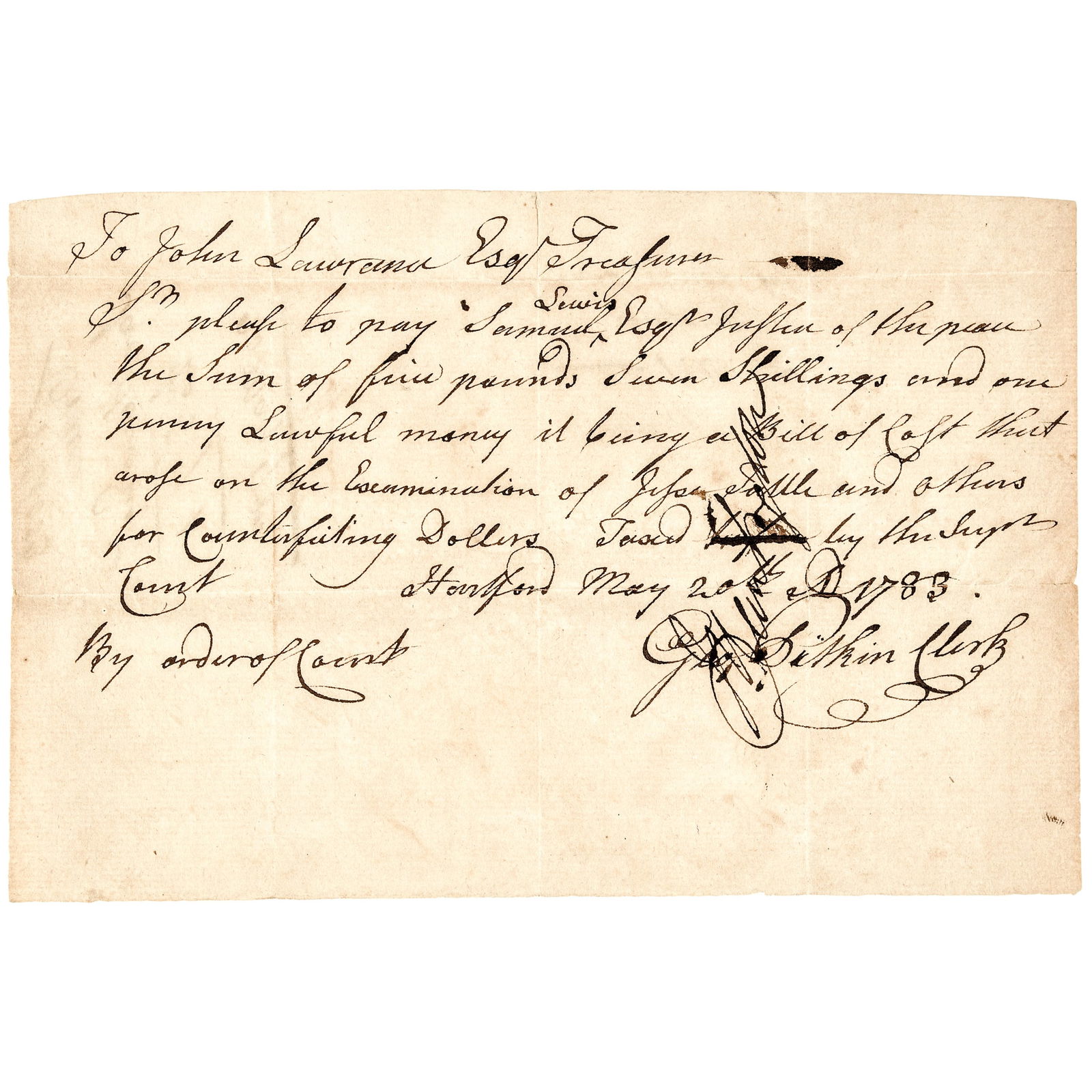 1783 EXAMINATION OF JESSE TUTTLE