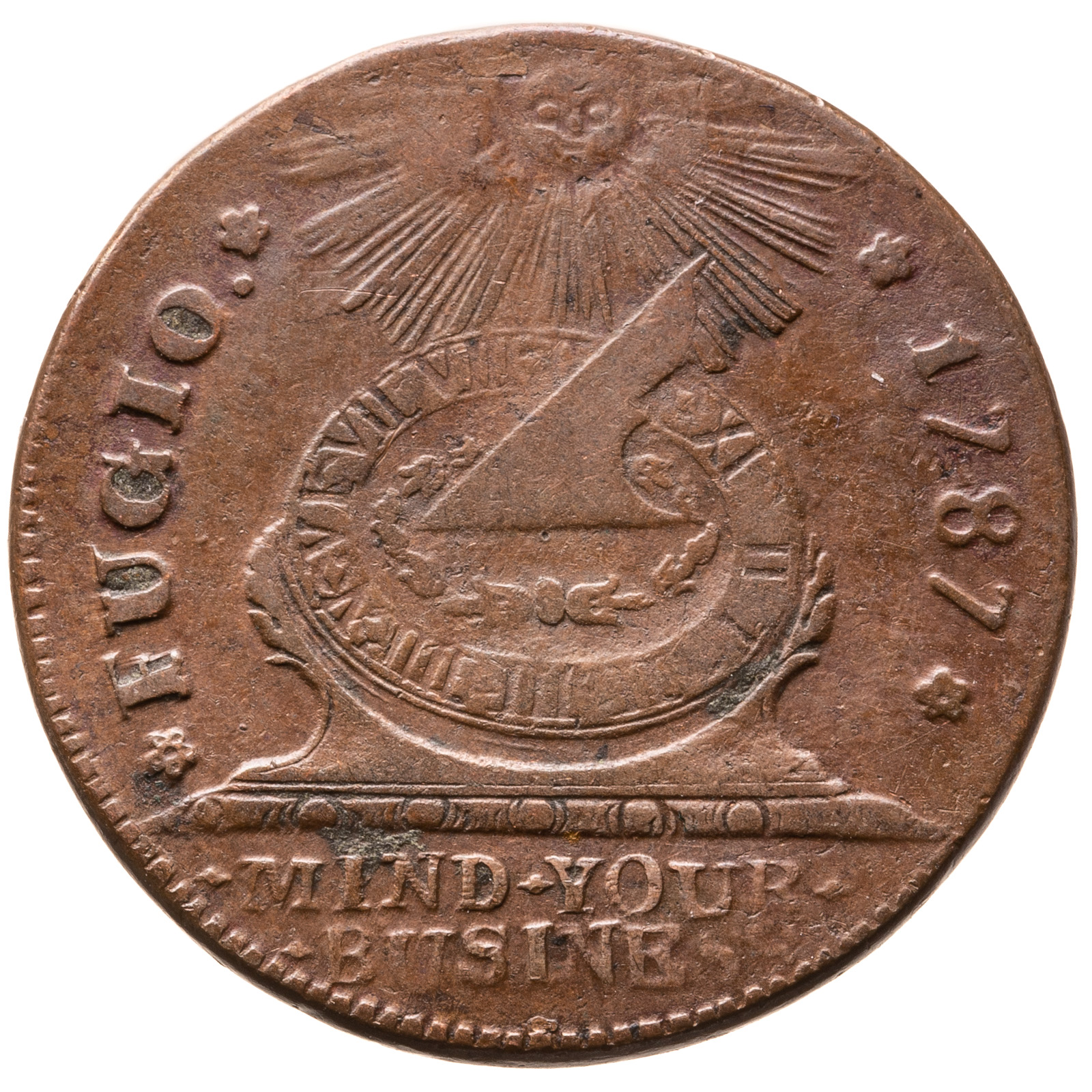 1787 FUGIO CENT, RAISED RIMS,