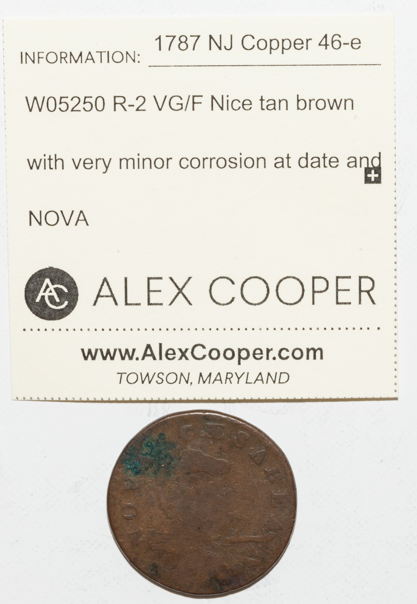 1787 NEW JERSEY COPPER 46-E