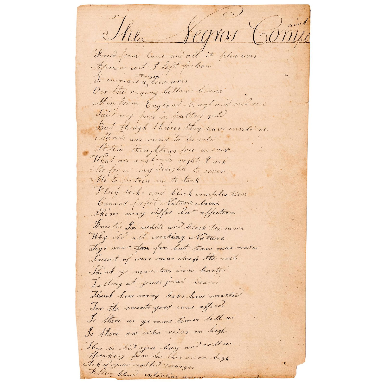 1788 THE NEGROS COMPLAINT,