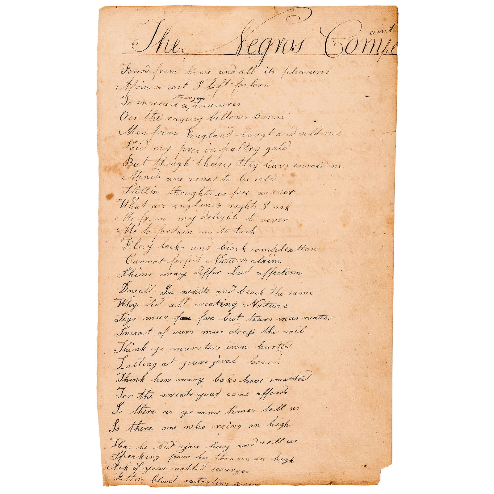 1788 THE NEGROS COMPLAINT,