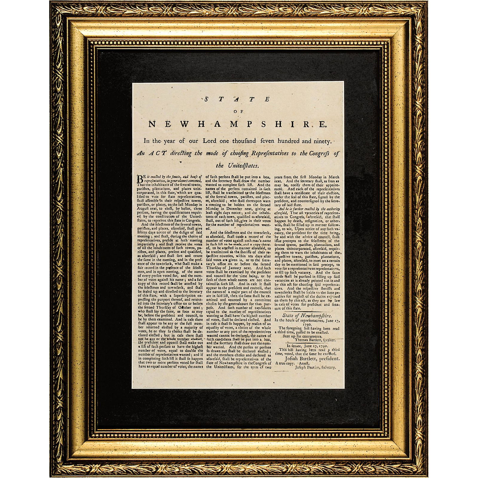 1790 NEW HAMPSHIRE BROADSIDE ACT