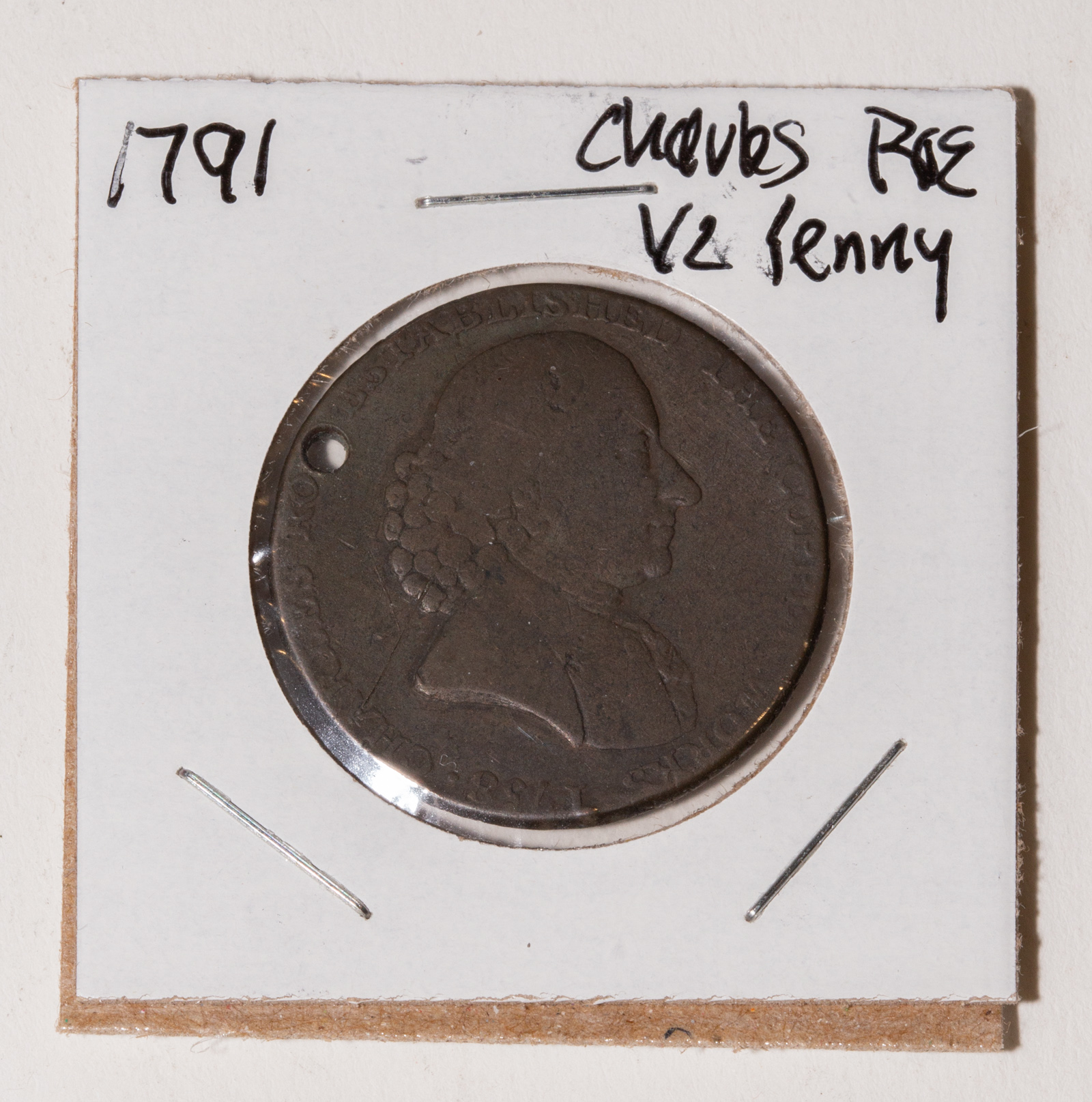 1791 CHARLES ROE HALF PENNY TOKEN
