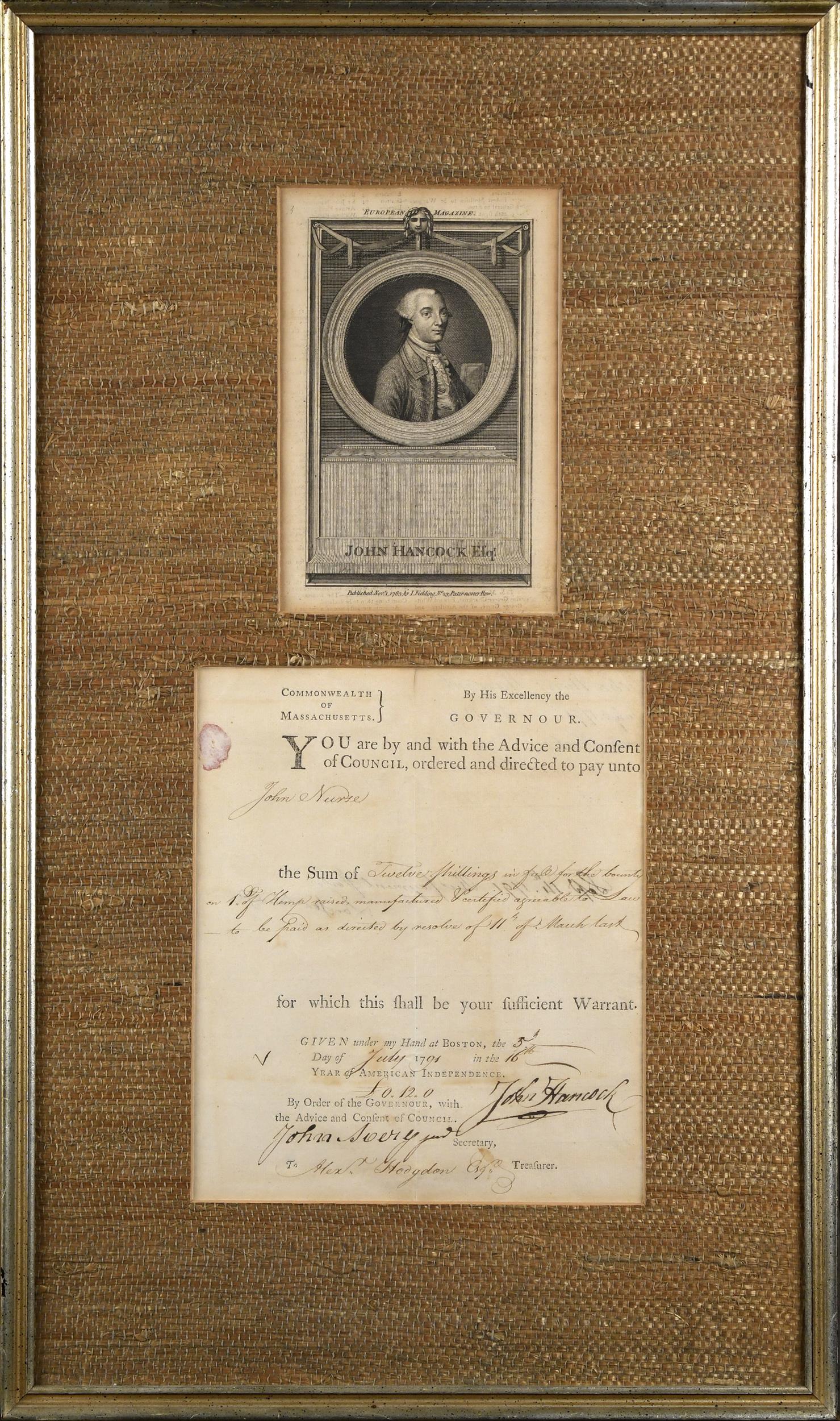 1791 JOHN HANCOCK SIGNED