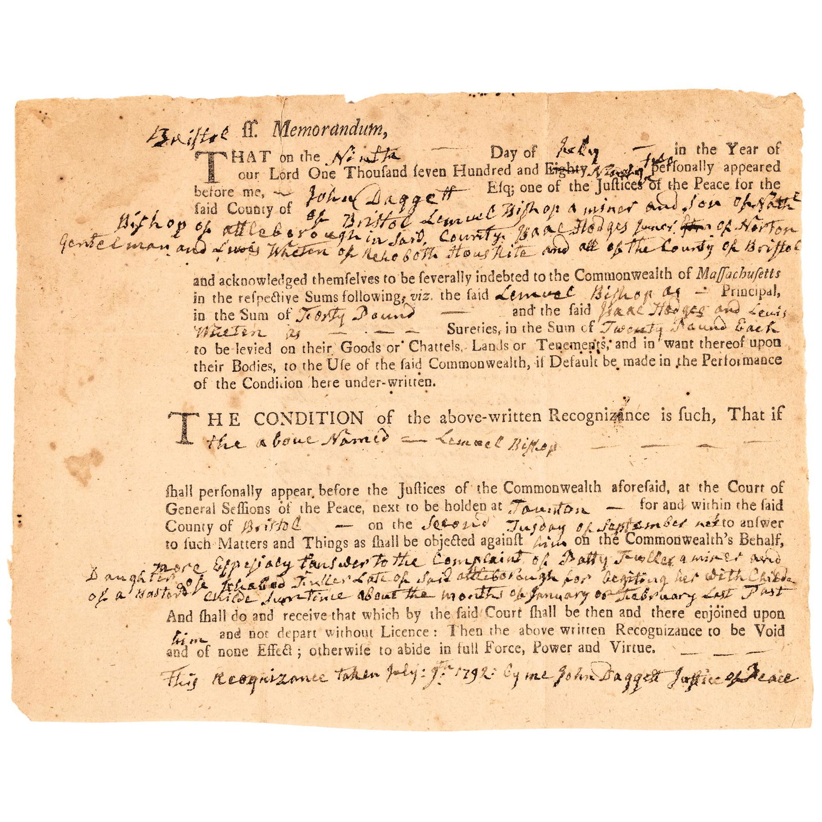 1792 A BASTERD CHILDE, LEGAL