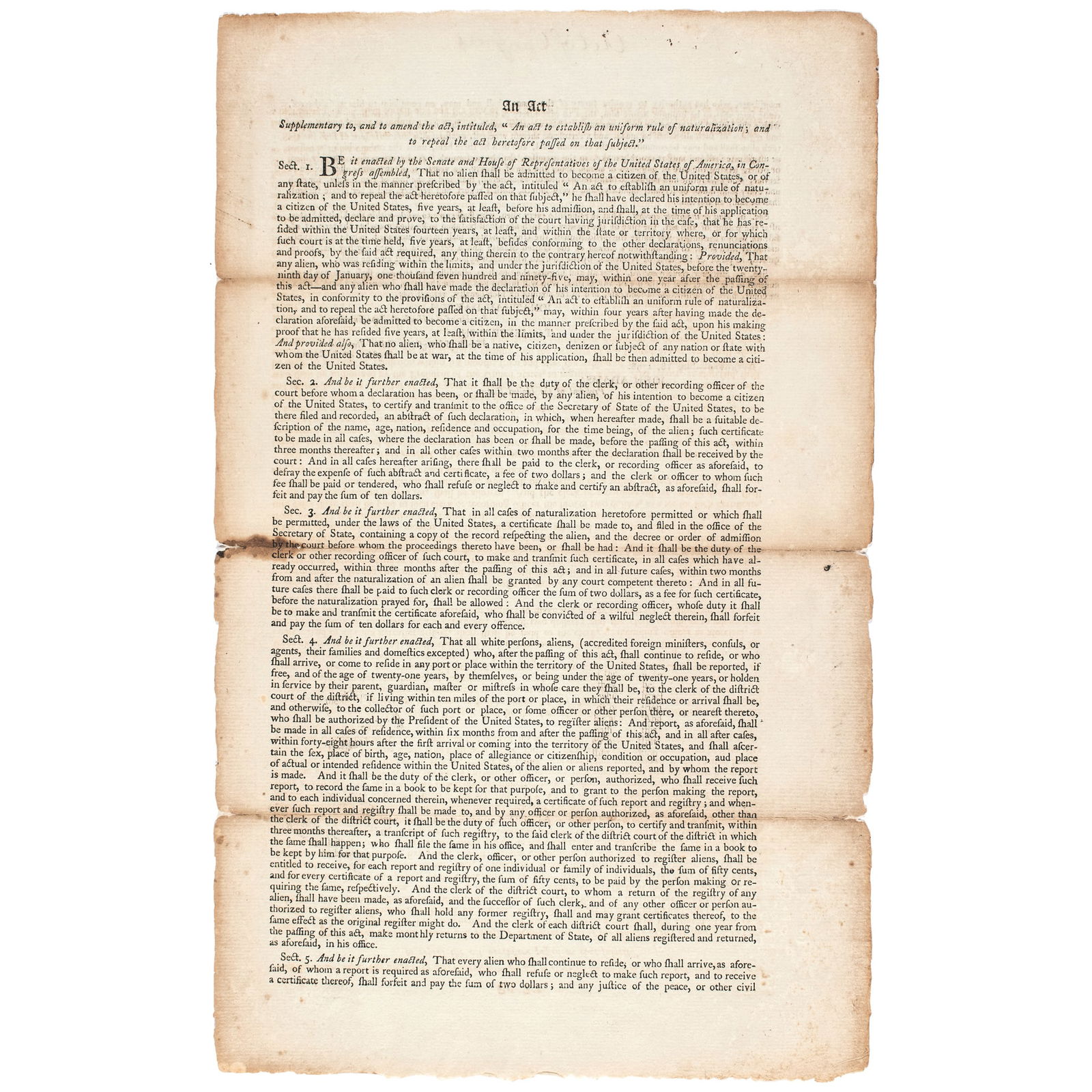 (1798) ALIEN AND SEDITION ACTS