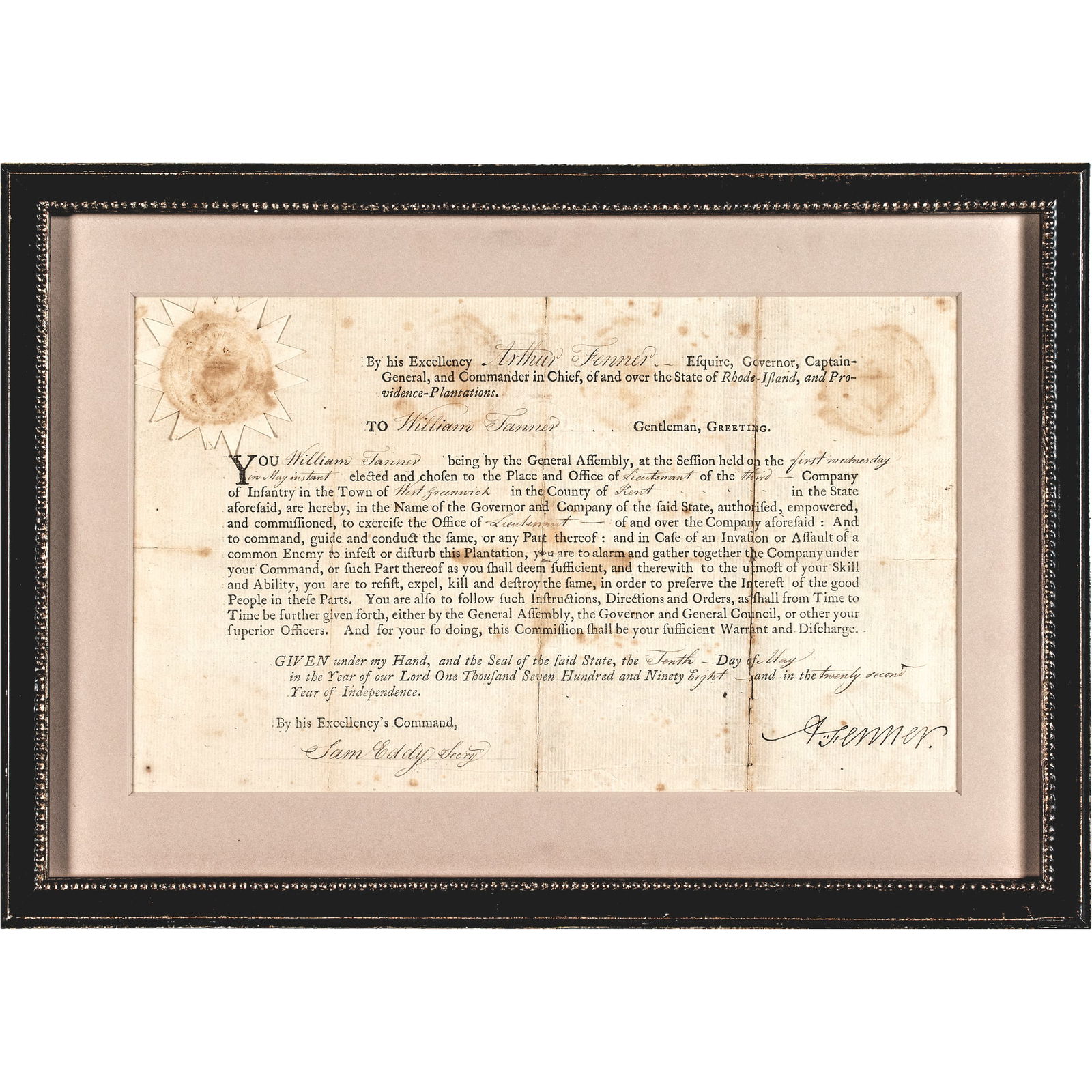 1798 QUAZI WAR PARTIALLY-PRINTED