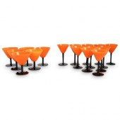 (17PC) BLACK & YELLOW STEMWARE
