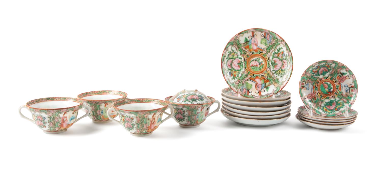 17PC CHINESE ROSE MEDALLION
