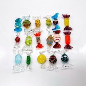 17PC MURANO ART GLASS CANDY OR