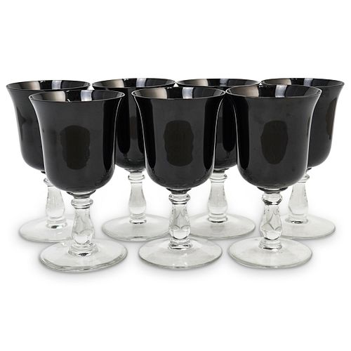 (17PC) MURANO BLACK GLASS