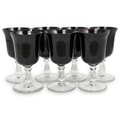 (17PC) MURANO BLACK GLASS STEM