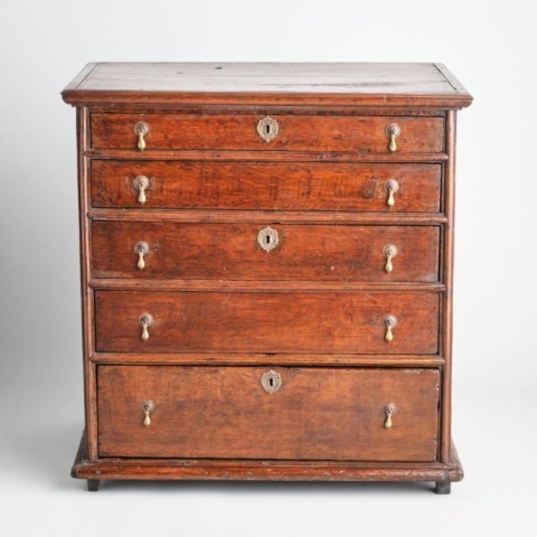 17TH C. CHARLES II OAK CHEST OF
