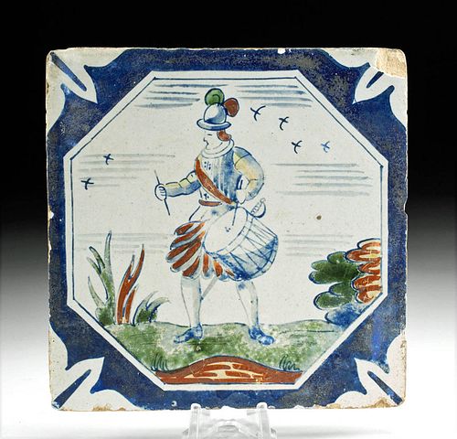 17TH C. DUTCH DELFT POLYCHROME TILE