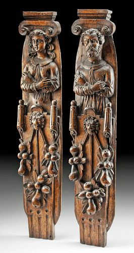 17TH C. EUROPEAN WOOD CARYATIDS,