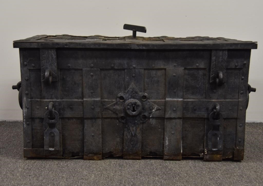 17th c. German iron strong box,