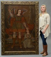 17TH C. OIL ON CANVAS ARCHANGE