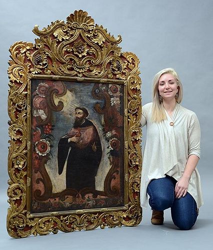 17TH C. OIL ON CANVAS OF ST.