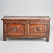 17TH C. STYLE OAK COFFEREnglan