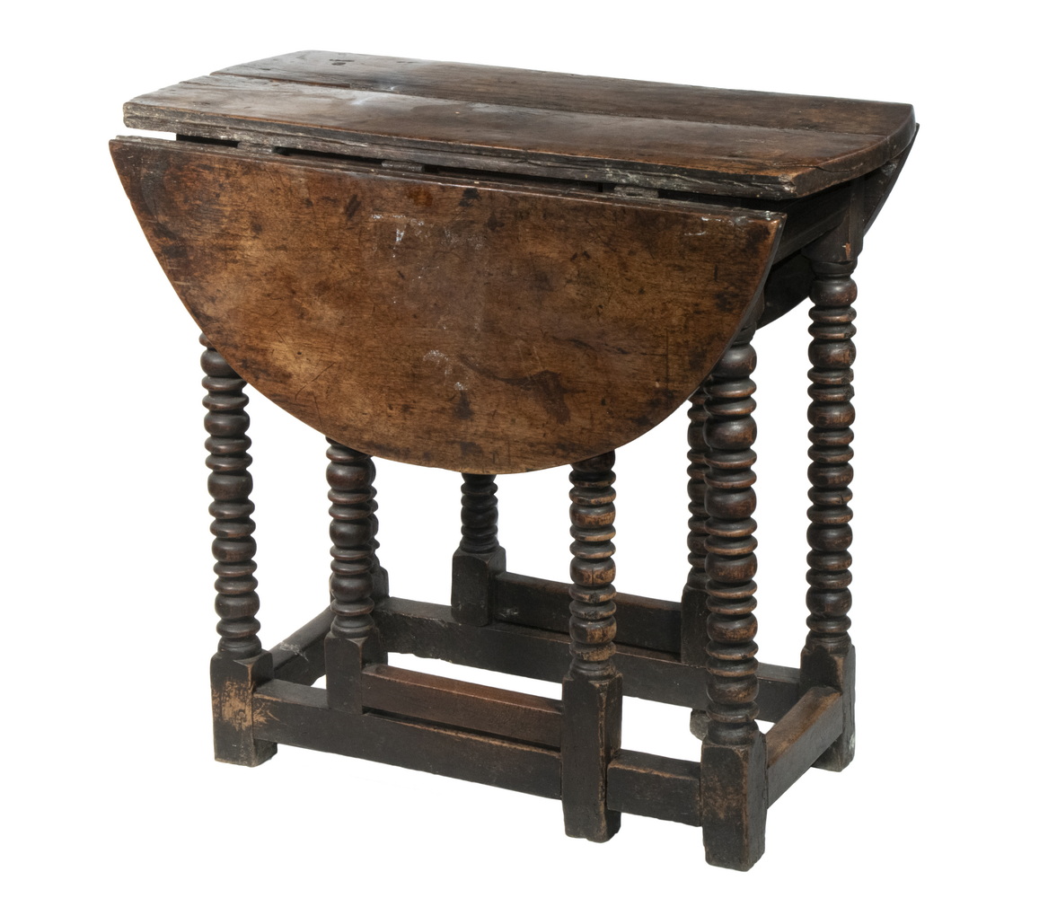 17TH C. WALNUT DROP LEAF TABLE