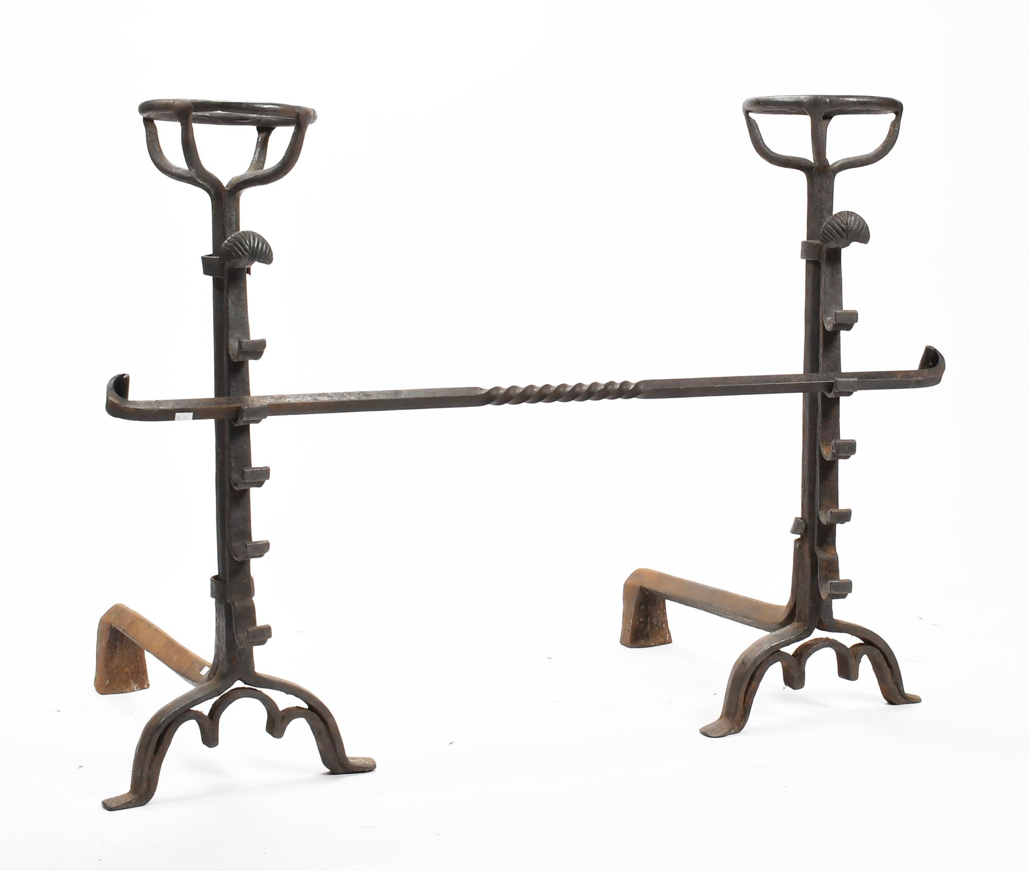 17TH C. WROUGHT IRON ANDIRONS