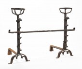 17TH C. WROUGHT IRON ANDIRONS