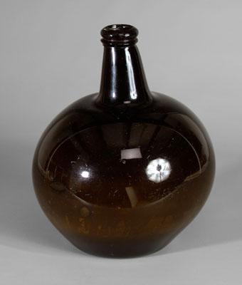 17th century black glass bottle,