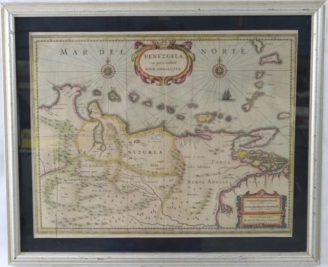 17TH CENTURY COLORED MAP OF