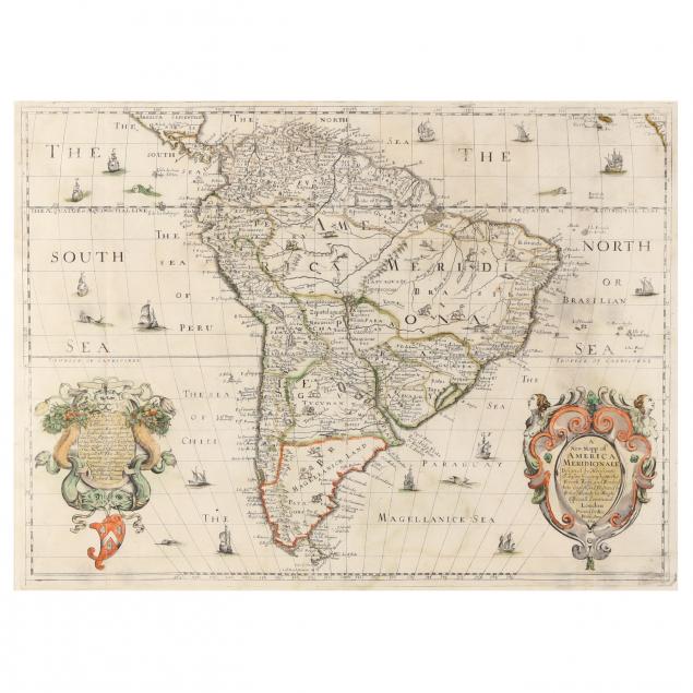 17TH CENTURY ENGLISH MAP OF SOUTH